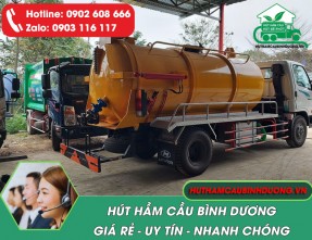 Hút hầm cầu Bình Dương giá rẻ, sạch triệt để, đúng khối lượng