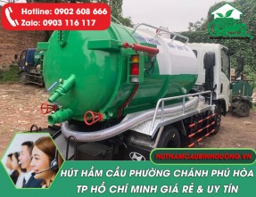 Dịch vụ hút hầm cầu phường Chánh Phú Hoà TPHCM 24/24, Giá Tốt