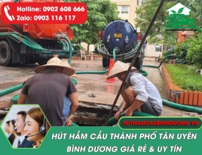 Hút hầm cầu Thành Phố Tân Uyên giá rẻ, sạch triệt để, không hôi thối